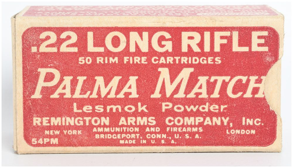 Lot 280: Remington Palma Match Rimfire Ammunition .22 Long Rifle A Lot of 50 Rounds
