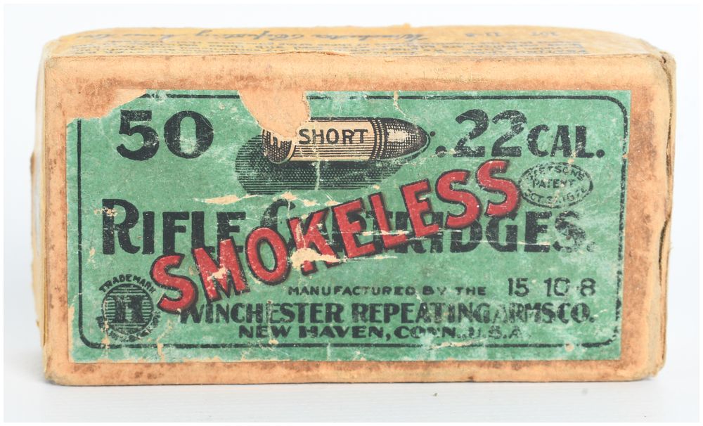 Lot 430: Winchester .22 Short Smokeless Target Cartridges 50 Rounds Antique