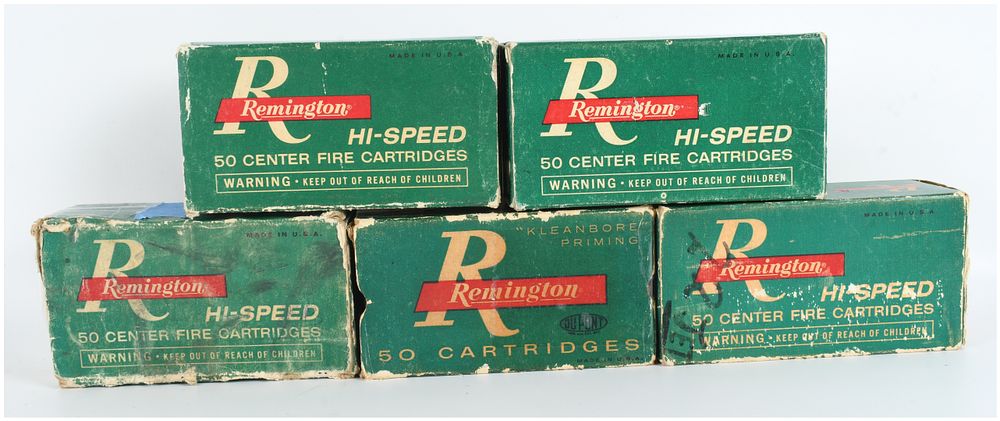 Lot 439: Remington .22 "Jet" Magnum Ammunition 199 Live Rounds and 36 Empty Brass Casings