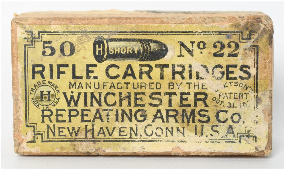Lot 460: A Lot of 50 Winchester Repeating Arms Co. No. 22 Rifle Cartridges .22 Short Antique