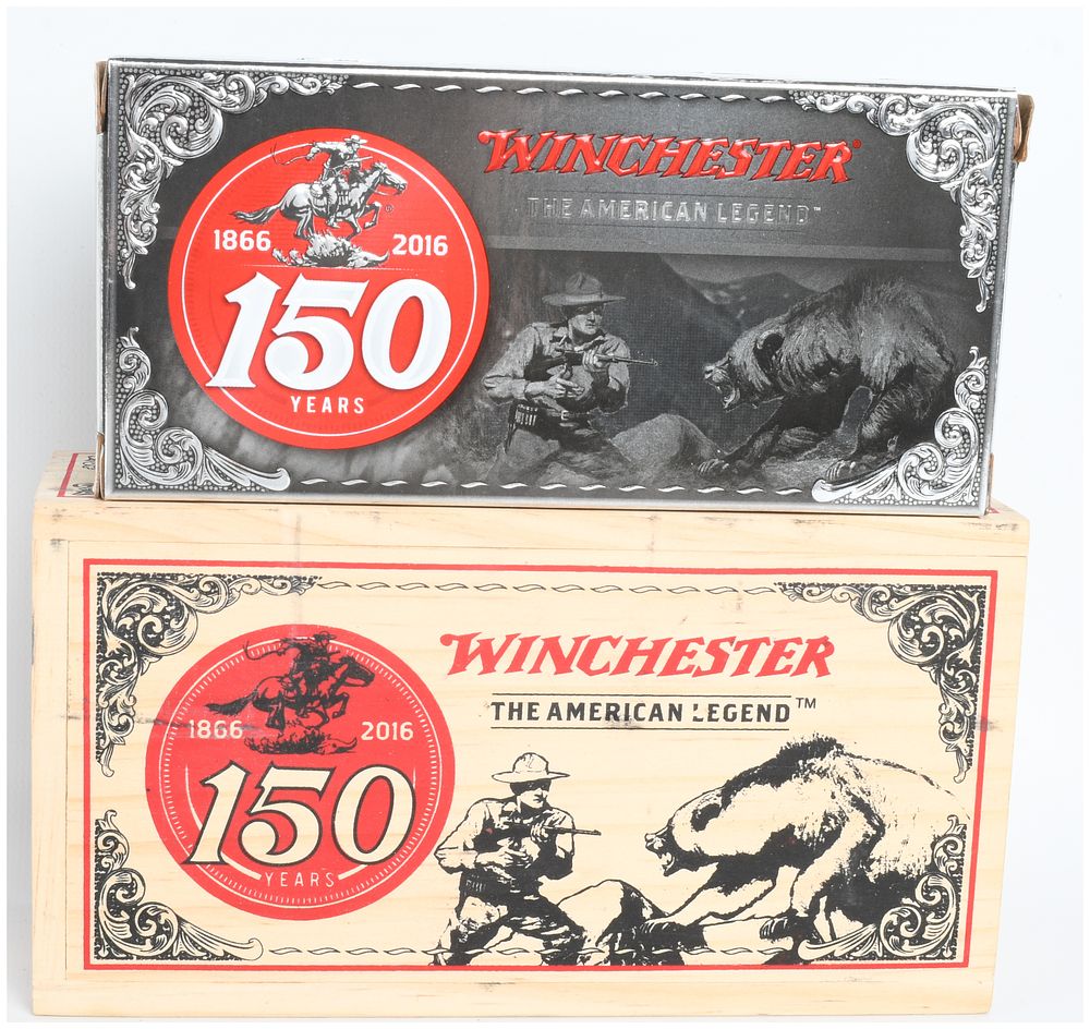 Lot 487: Winchester 150th Anniversary Ammunition .30-30 Win with 20 Rounds and Wooden Crate 2016