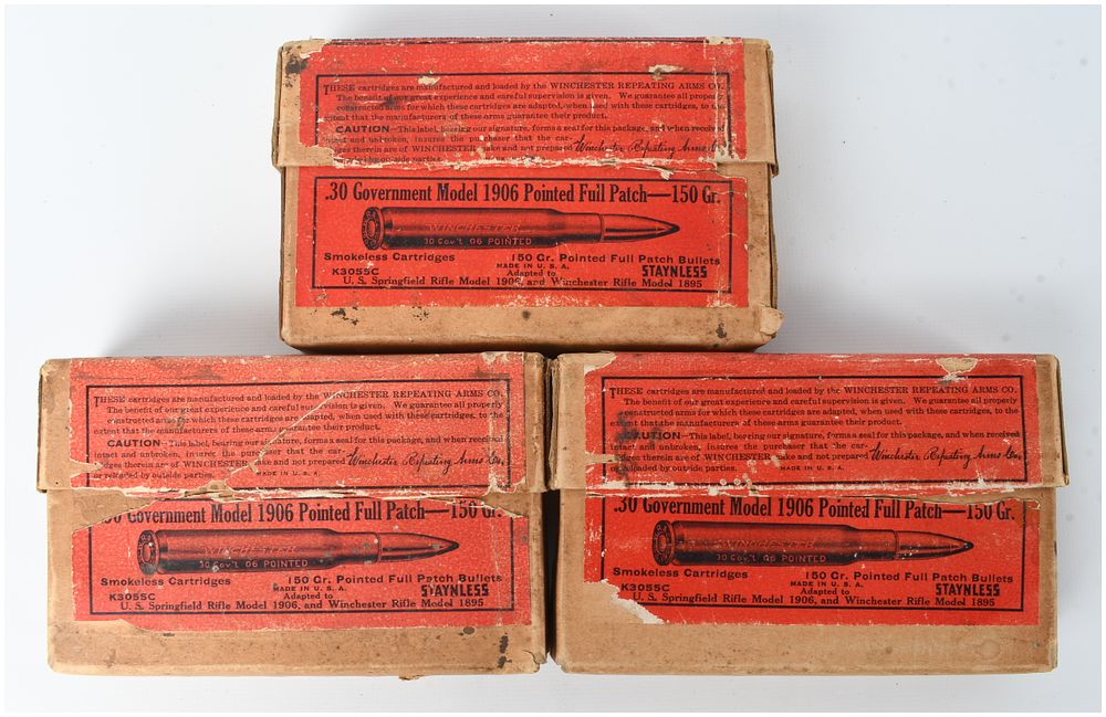 Lot 589: Winchester .30 Government Model 1906 Pointed Full Patch Ammunition .30-06 Springfield