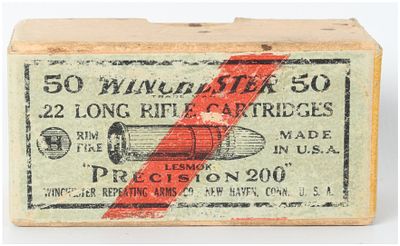 A Lot of 50 Winchester Precision 200 .22 Long Rifle Target Cartridges. This lot consists of 50 