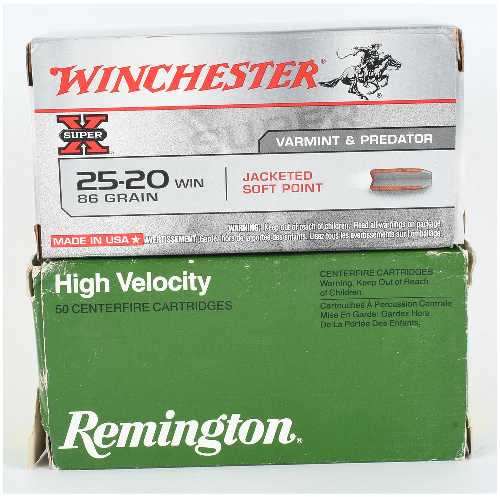 Lot 1462: Winchester and Remington .25-20 Winchester Centerfire Ammunition Lot of 70