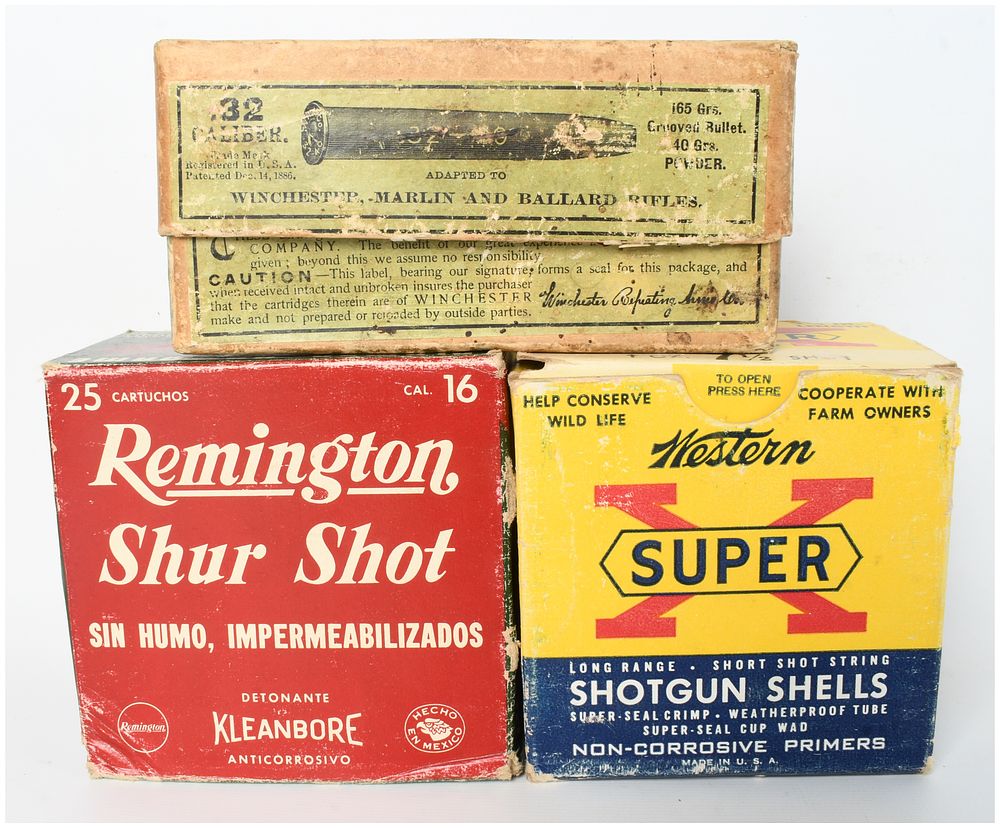 Lot 1486: A Lot of 50 Live 16 and 20 Gauge Shotshells and 20 Empty .32-40 Caliber Brass Casings