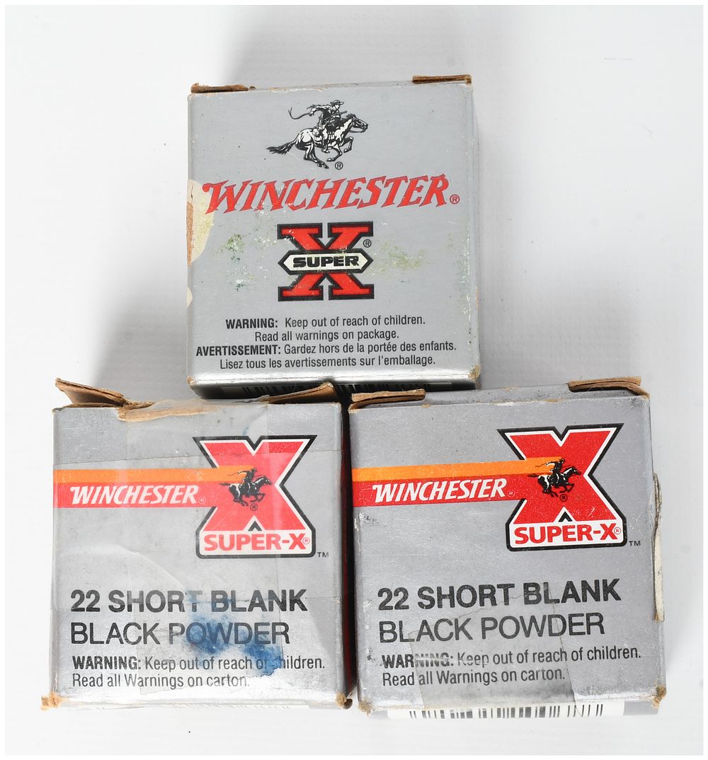 Lot 1489: A Lot of 150 Winchester Super-X .22 Short Blank Black Powder Cartridges