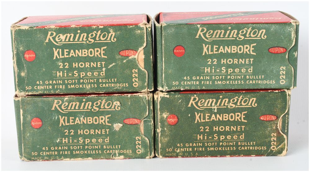Lot 1492: A Lot of 200 Rounds Remington Kleanbore Hi-Speed Ammunition .22 Hornet