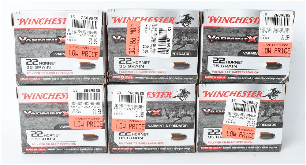 Lot 1582: A Lot of 120 Rounds of Winchester Varmint X Ammunition .22 Hornet
