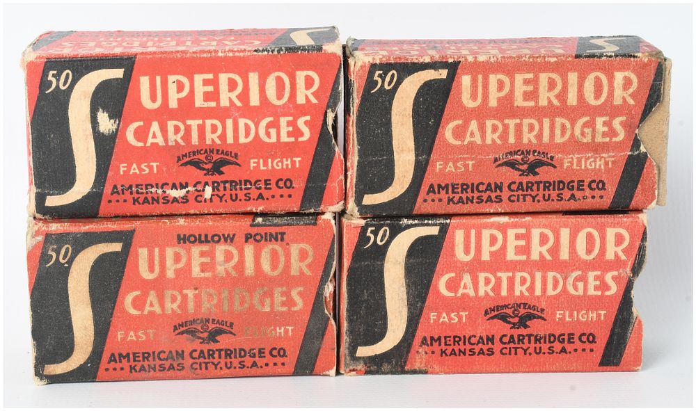 Lot 1591: A Lot of 4 Boxes of American Cartridge Co Superior .22 Caliber Ammunition