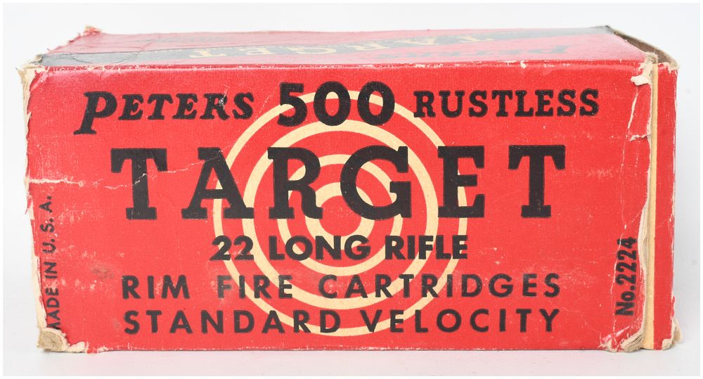 Lot 235: Peters Target Rustless Standard Velocity Rimfire Ammunition .22 Long Rifle Lot of 500 Rounds
