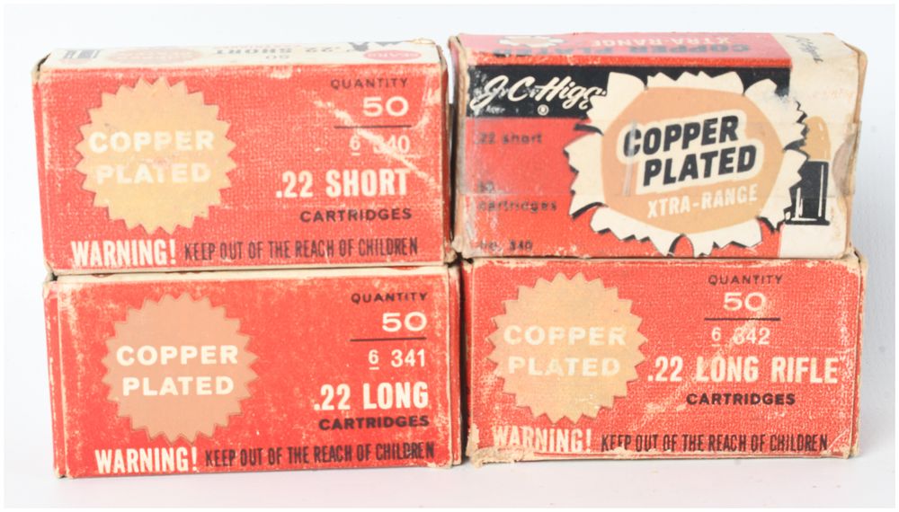 Lot 295: A Lot of 156 Rounds of J.C. Higgins Copper Plated Ammunition .22 Caliber