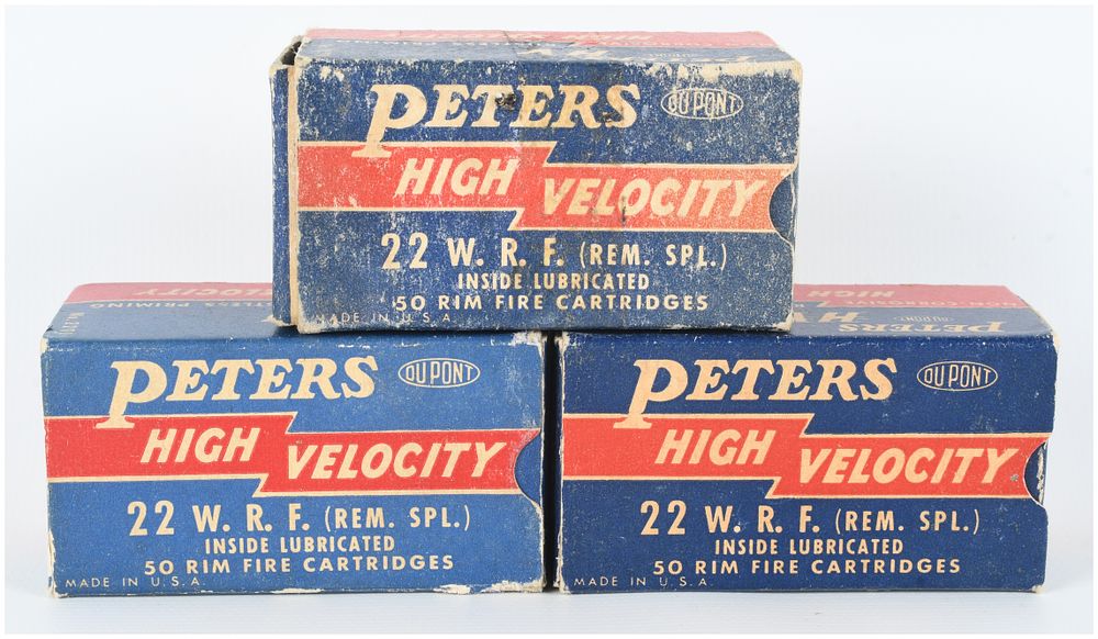 Lot 445: A Lot of 150 Peters High Velocity Rimfire Ammunition .22 W.R.F. (Remington Special)
