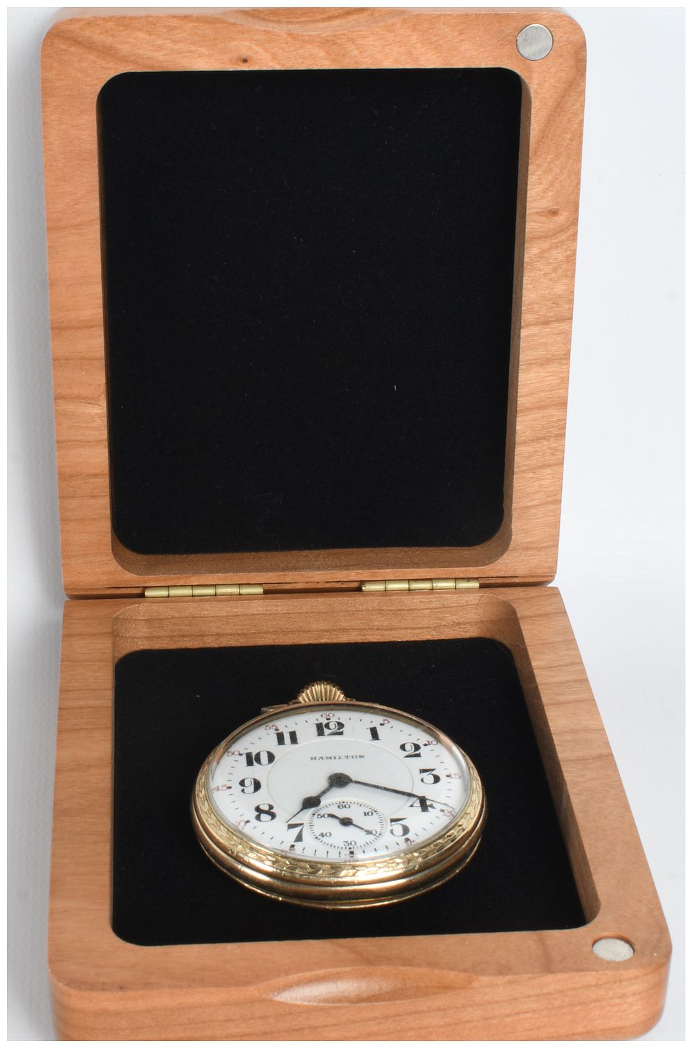 Lot 500: Hamilton 16 Size Gold Filled Railroad Grade Open Face Pocket Watch with Presentation Box