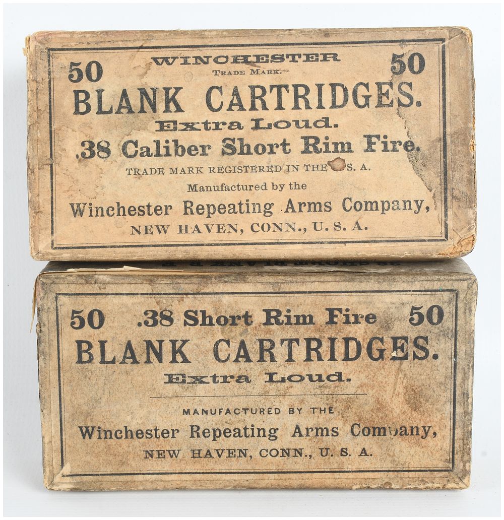 Lot 502: A Lot of 100 Winchester Extra Loud Blank Cartridges .38 Short Rimfire Antique