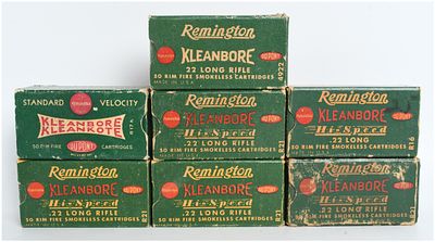 A Lot of 350 Rounds of Remington Kleanbore and Hi-Speed .22 Caliber Rimfire Ammunition. This lot 