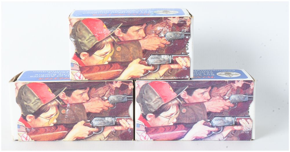 Lot 1294: A Lot of 150 Rounds of Winchester Boy Scouts of America 75th Anniversary Commemorative .22 Long Rifle Ammunition