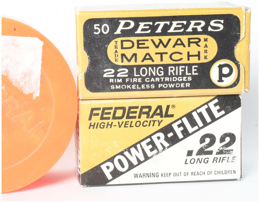 Lot 1414: A Lot of 150 Rounds of .22 Long Rifle Ammunition by Peters and Federal