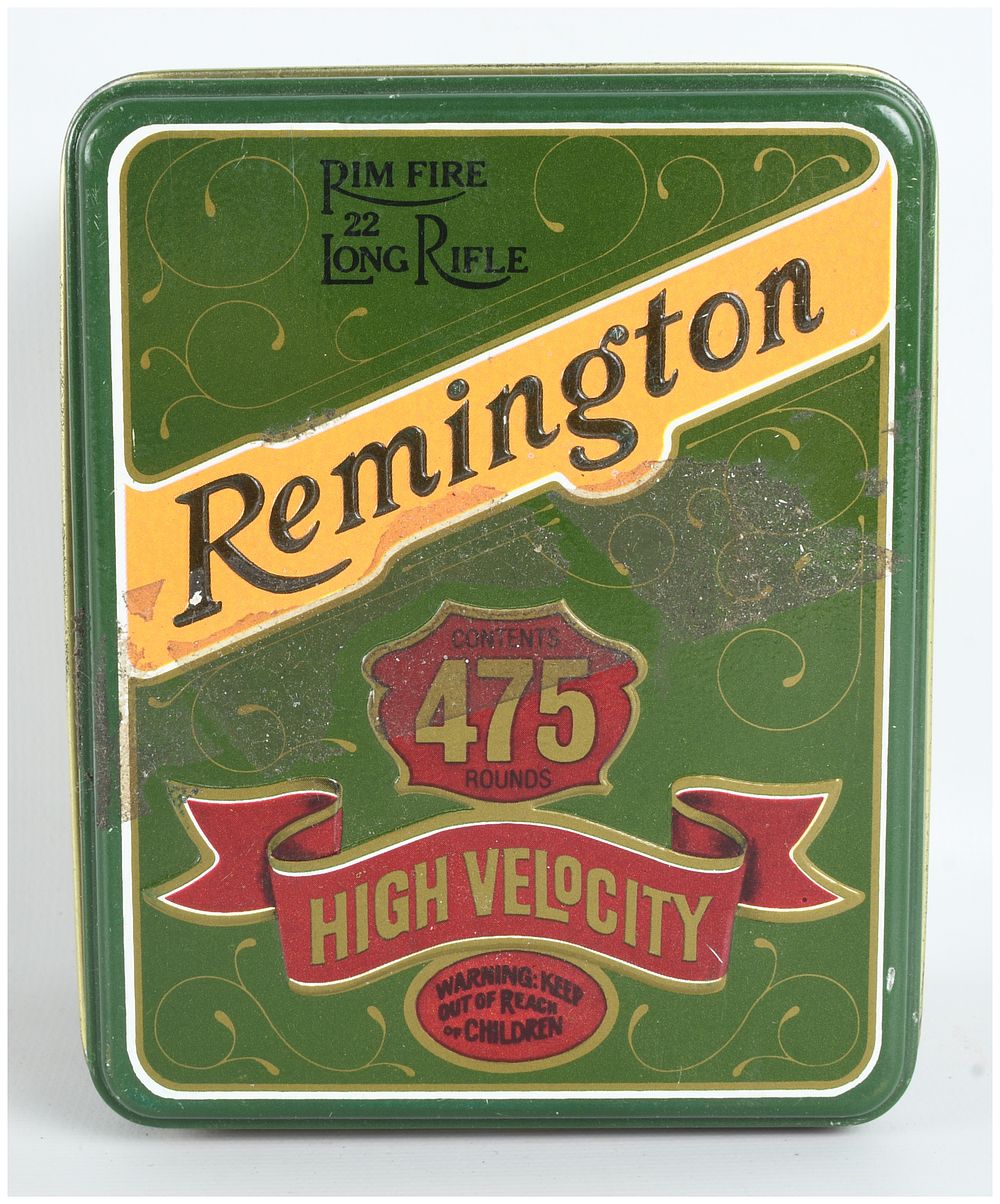 Lot 1444: Remington High Velocity Kleanbore Rimfire Ammunition .22 Long Rifle Tin of 475 Rounds