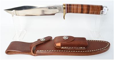Randall Made Knives Model 7 Fisherman Hunter Stainless Steel Fixed Blade Knife and Sheath. A 