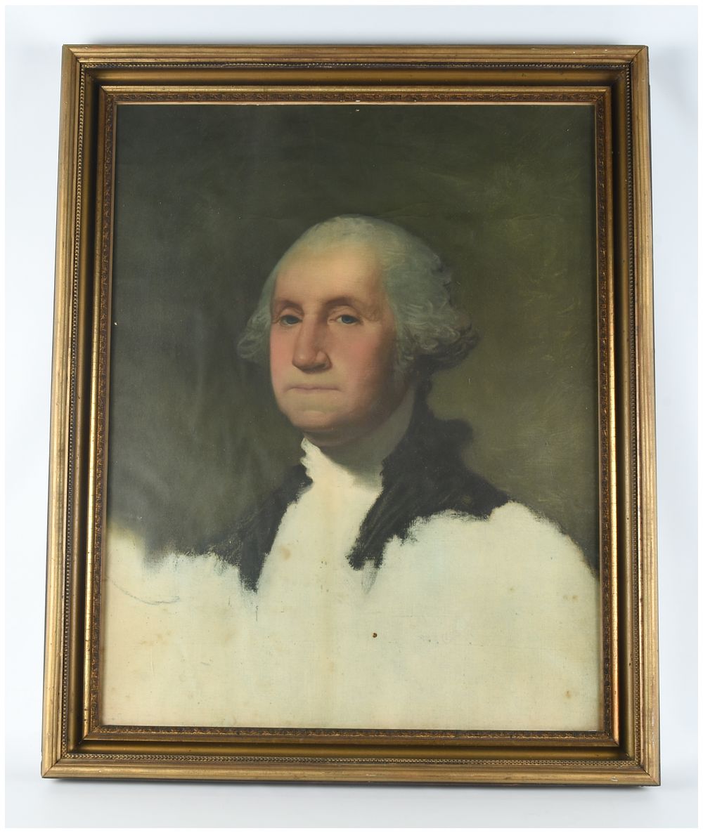Lot 134: After Gilbert Stuart, George Washington Athenaeum Portrait reproduction on panel