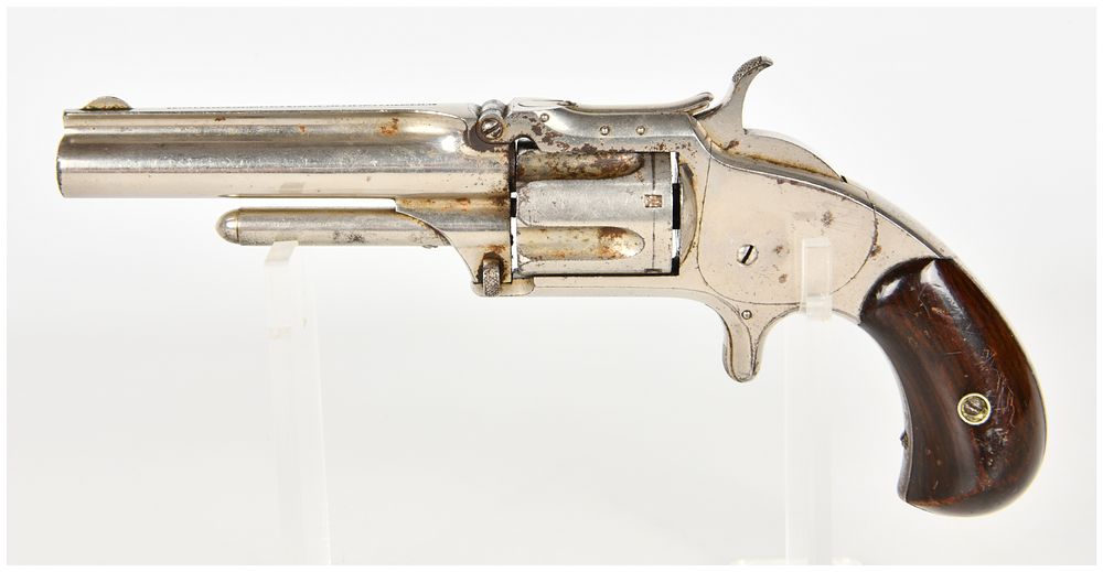 Lot 474: Smith & Wesson Model No. 1 1/2 Second Issue Single Action Tip-Up Revolver .32 Rimfire with 3.5 Inch Barrel Antique