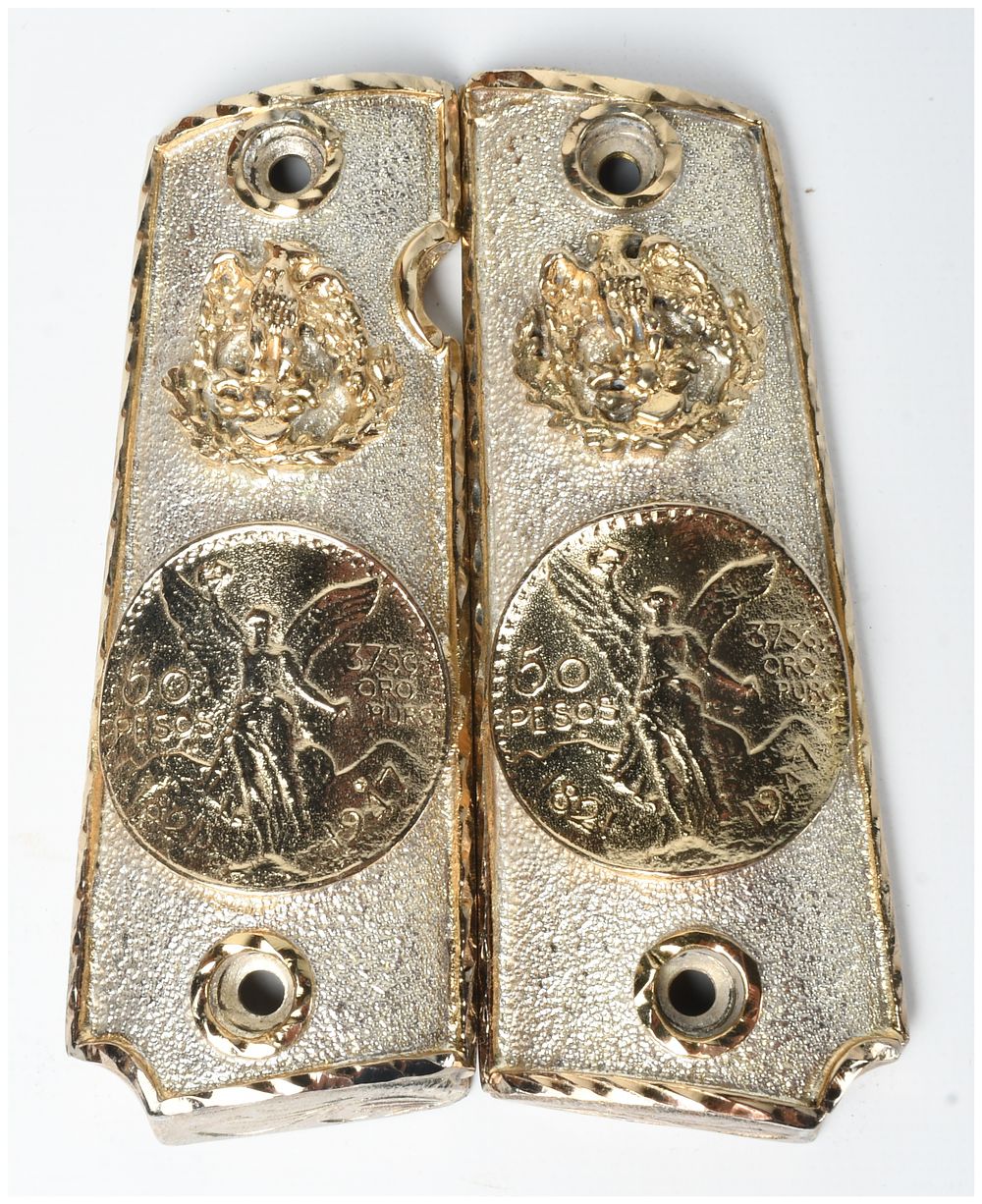 Lot 1157: A Pair of Custom Mexican Centenario Style 1911 Pistol Grips