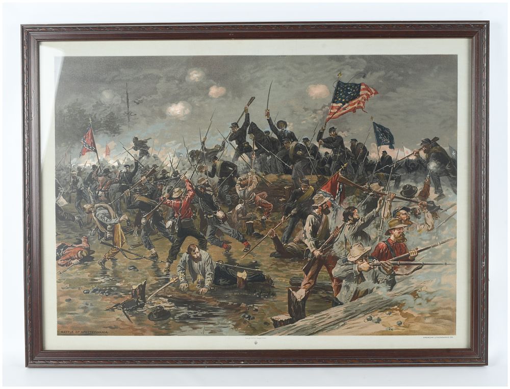 Lot 1403: L. Prang and Co. Chromolithograph of the Battle of Spotsylvania 1887