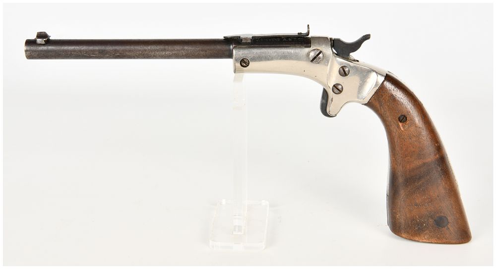 Lot 1527: Stevens Diamond No. 43 Second Issue Tip Up Single Shot Pistol .22 LR with 6 Inch Barrel