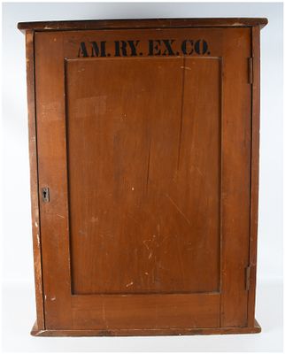 American Railway Express Company Wooden Office Sorting Cabinet. This one-piece industrial office 