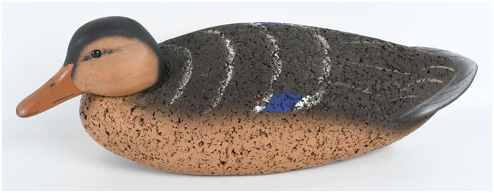 Lot 167: Cork Bodied Black Duck Decoy with Wooden Keel