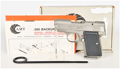AMT Back Up Semi-Automatic Pocket Pistol .380 ACP with 2.5 Inch Barrel. This is a single AMT 