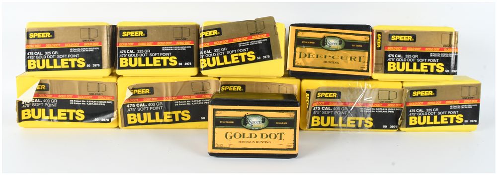Lot 557: A Lot of 550 Speer Gold Dot and Deepcurl .475 Caliber Reloading Bullet Tips
