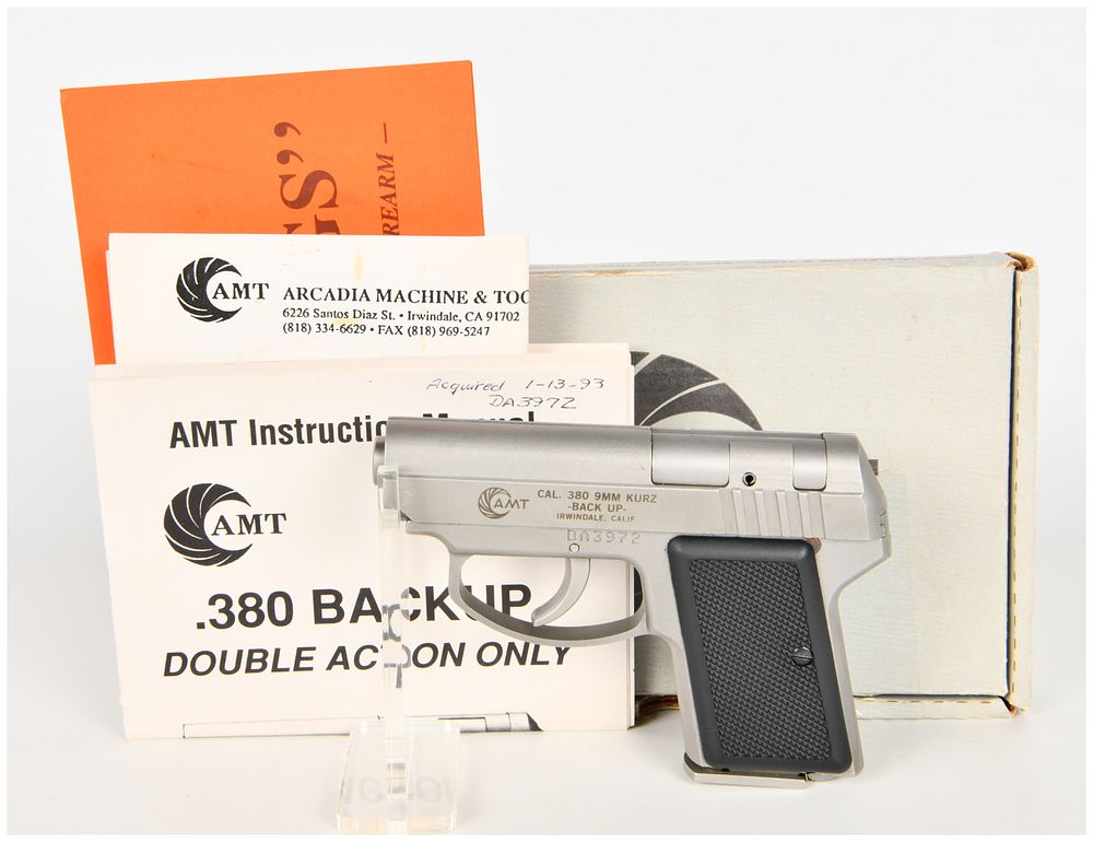 Lot 1305: AMT Backup Double Action Only Semi-Automatic Pistol .380 ACP with 2.5 Inch Barrel