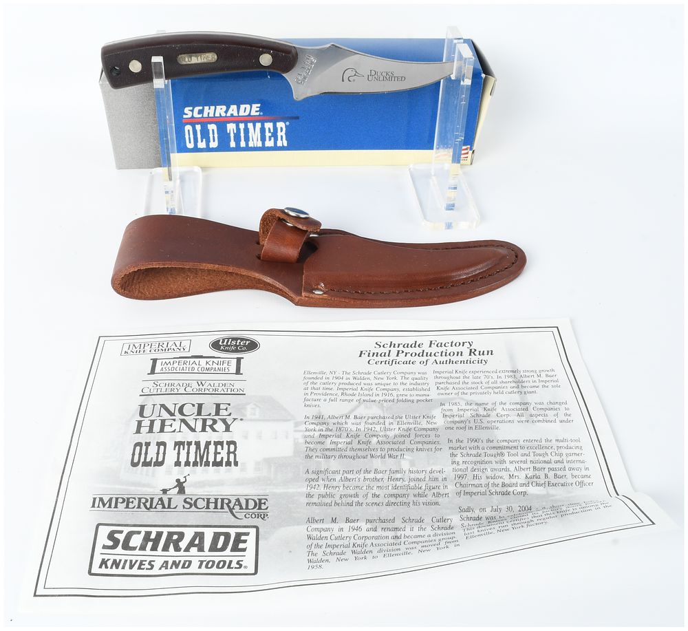 Lot 1322: Schrade USA Old Timer 152 Ducks Unlimited Sharpfinger Fixed Blade Knife