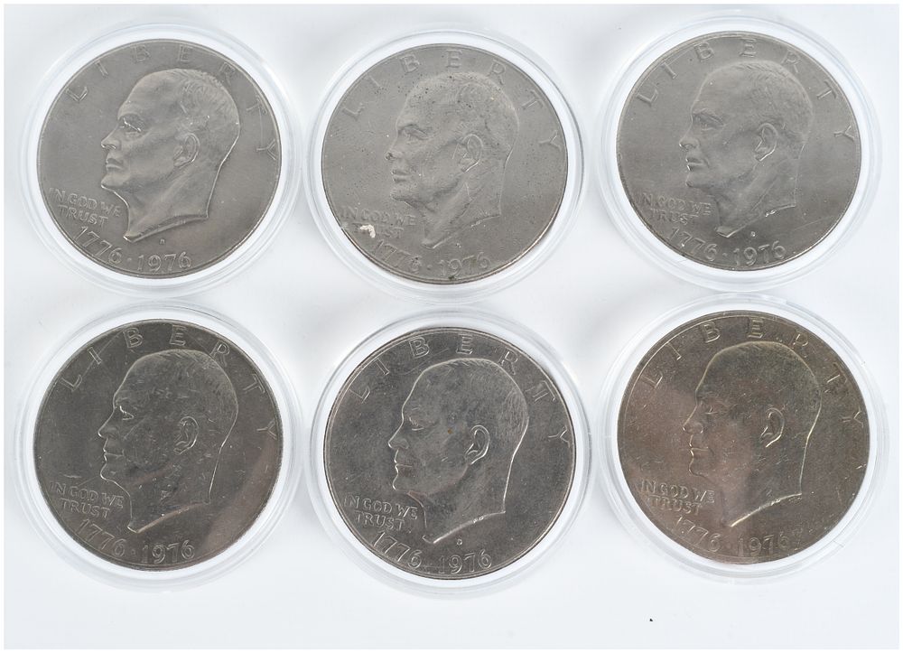 Lot 1388: A Set of 6 US 1776-1976 D Bicentennial Eisenhower Dollars