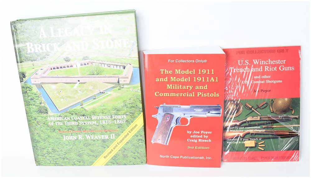 Lot 1565: Three Volumes of Military History and Firearms Reference by Weaver II and Poyer (DJ)