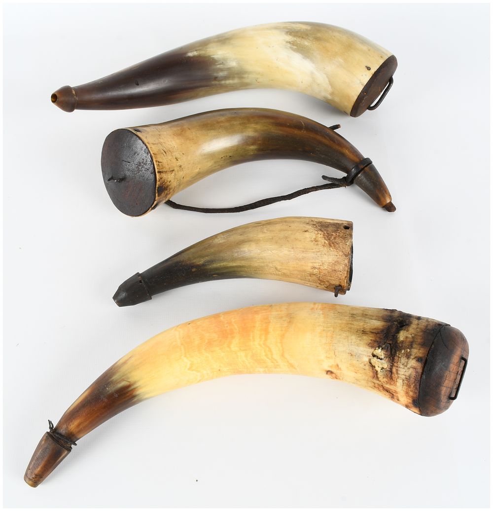 Lot 314: A Collection of American 19th Century Powder Horns