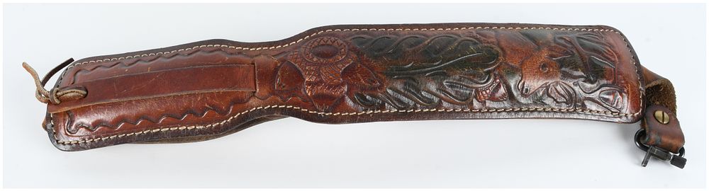 Lot 377: A Tooled Brown Leather Padded Rifle Sling