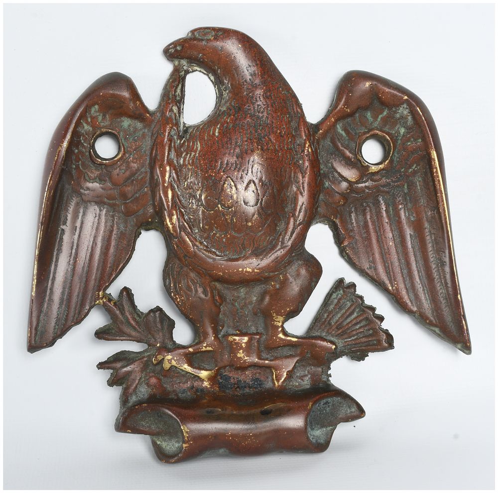 Lot 434: Antique American Federal Style Cast Brass Patriotic Eagle Wall Plaque