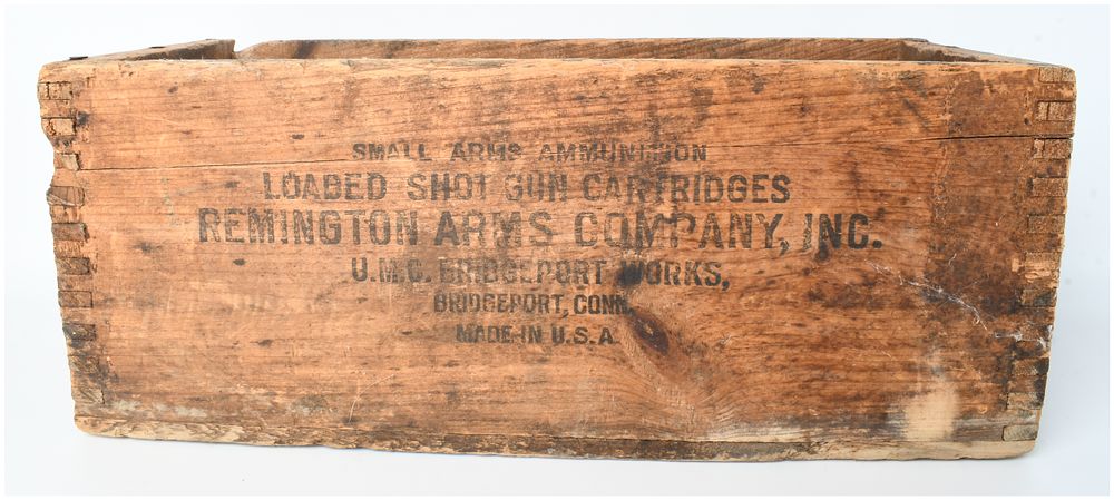 Lot 464: Remington Arms Company .410 Gauge Shotgun Shell Wooden Shipping Crate