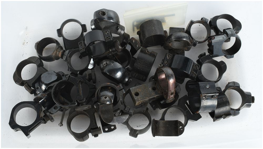 Lot 479: A Collection of Vintage Lyman and Weaver Steel Scope Rings and Mounting Accessories