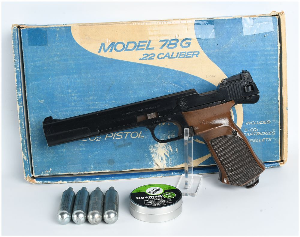 Lot 566: Smith & Wesson Model 78G CO2 Powered Air Pistol .22 Caliber with 8 Inch Barrel