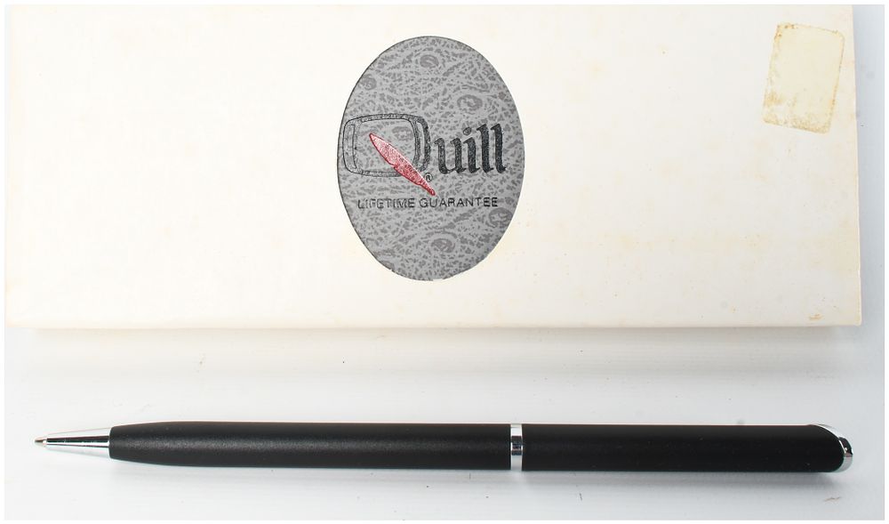Lot 584: S&W Quill Slant-Top Matte Black and Chrome Ballpoint Pen with Original Box