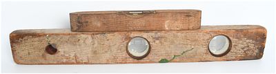Two Stanley Handyman Wooden Spirit Levels. This lot features two vintage wooden spirit levels 