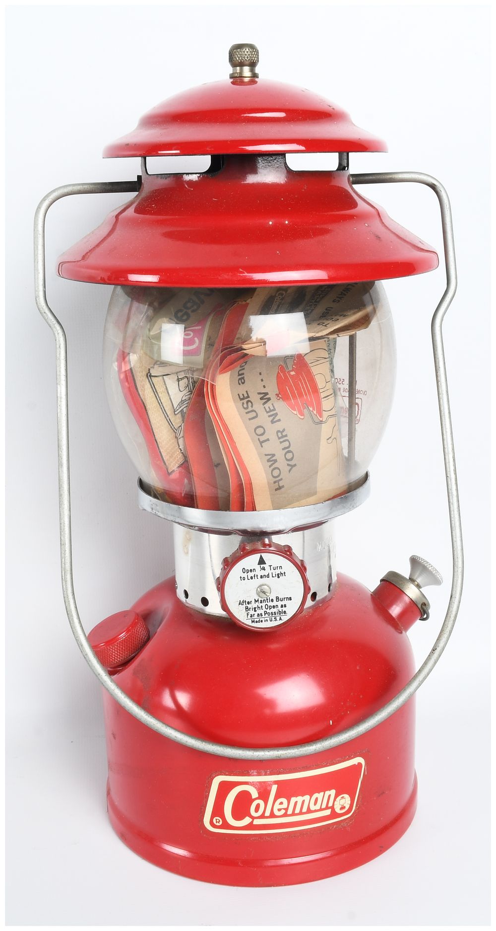 Lot 1223: Vintage Coleman Model 200A Red Single Mantle Lantern Dated October 1973