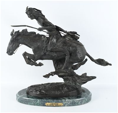 Frederic Remington, The Cheyenne Bronze Sculpture. This bronze sculpture is a contemporary 