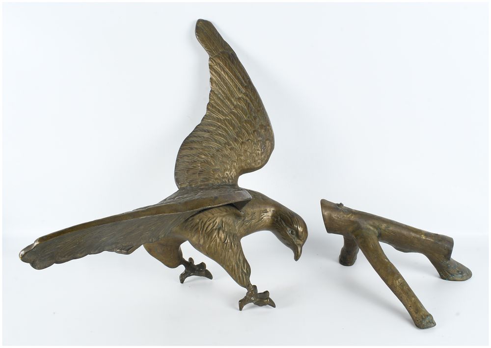 Lot 1253: Vintage Cast Brass Eagle on Branch Sculpture