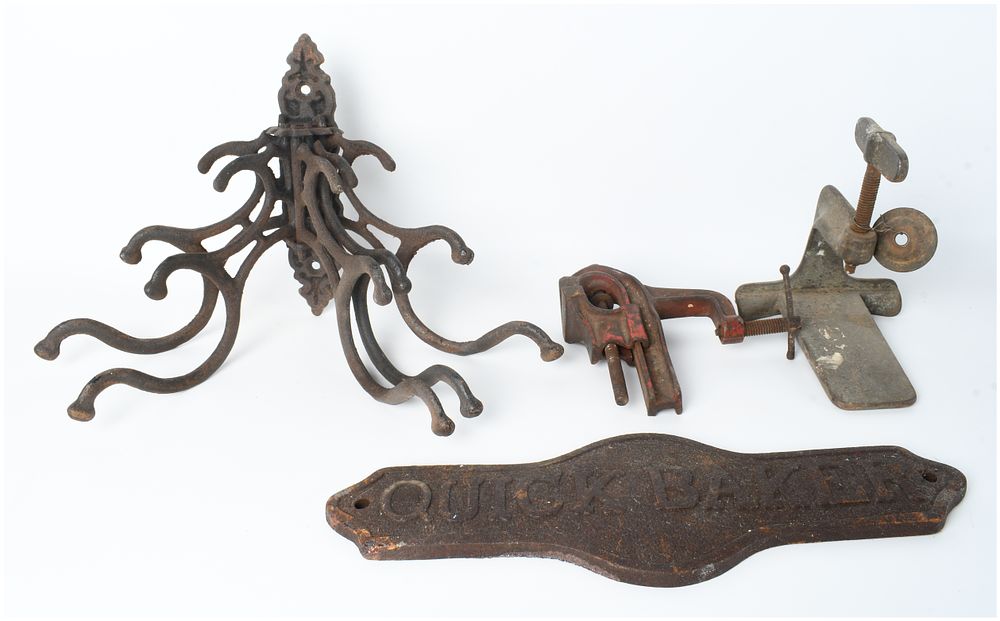 Lot 1313: An Assortment of Antique and Vintage Cast Iron and Metal Industrial and Domestic Items