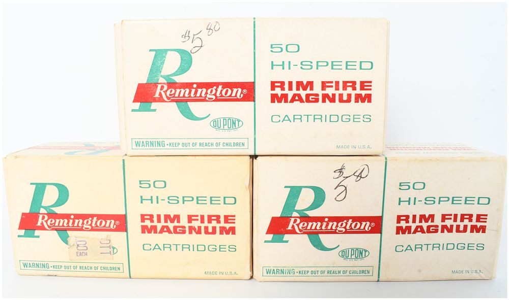 Lot 113: A Lot of 150 Rounds Remington 5mm Rim Fire Magnum 38 Grain Hollow Point Ammunition