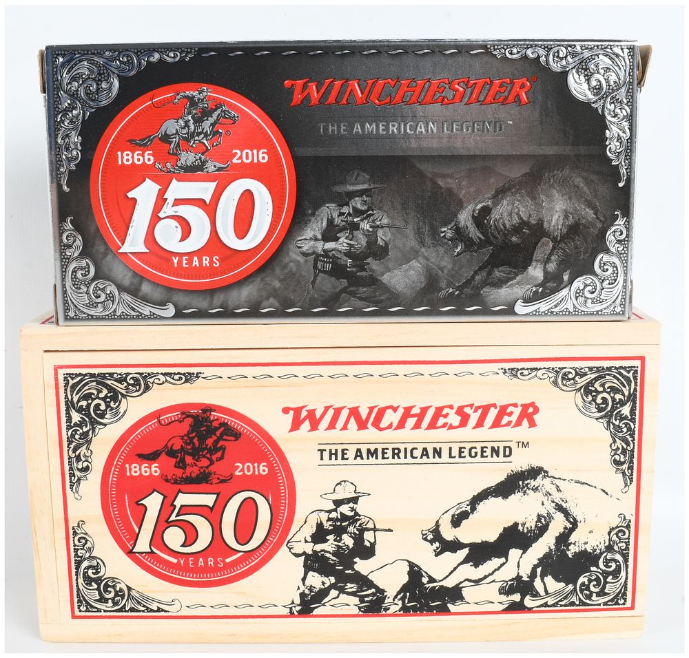 Lot 383: A Lot of 20 Winchester 150th Anniversary Commemorative Ammunition .30-30 Winchester with Wooden Box